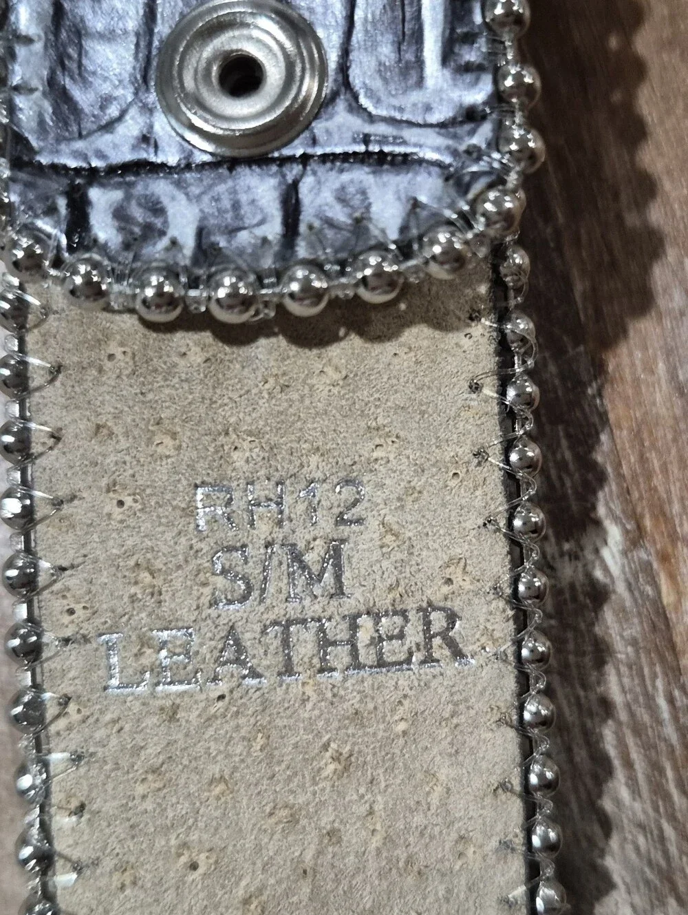 Y2K Vintage Leather Rhinestone Cross Belt - Silver Crystal Buckle S/M Western Co